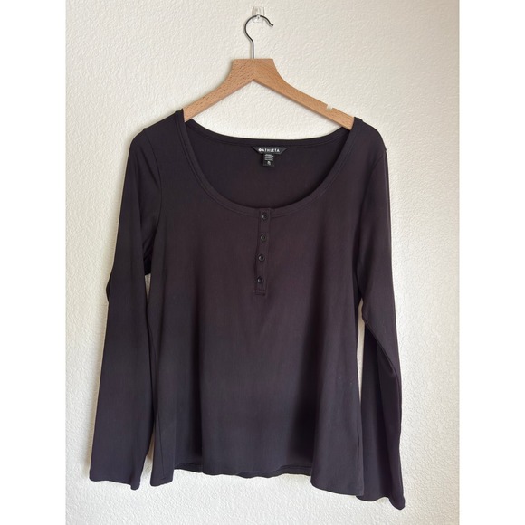 Athleta Tops - Athleta Womens XL Black Signature Rib Long Sleeve Henley Top